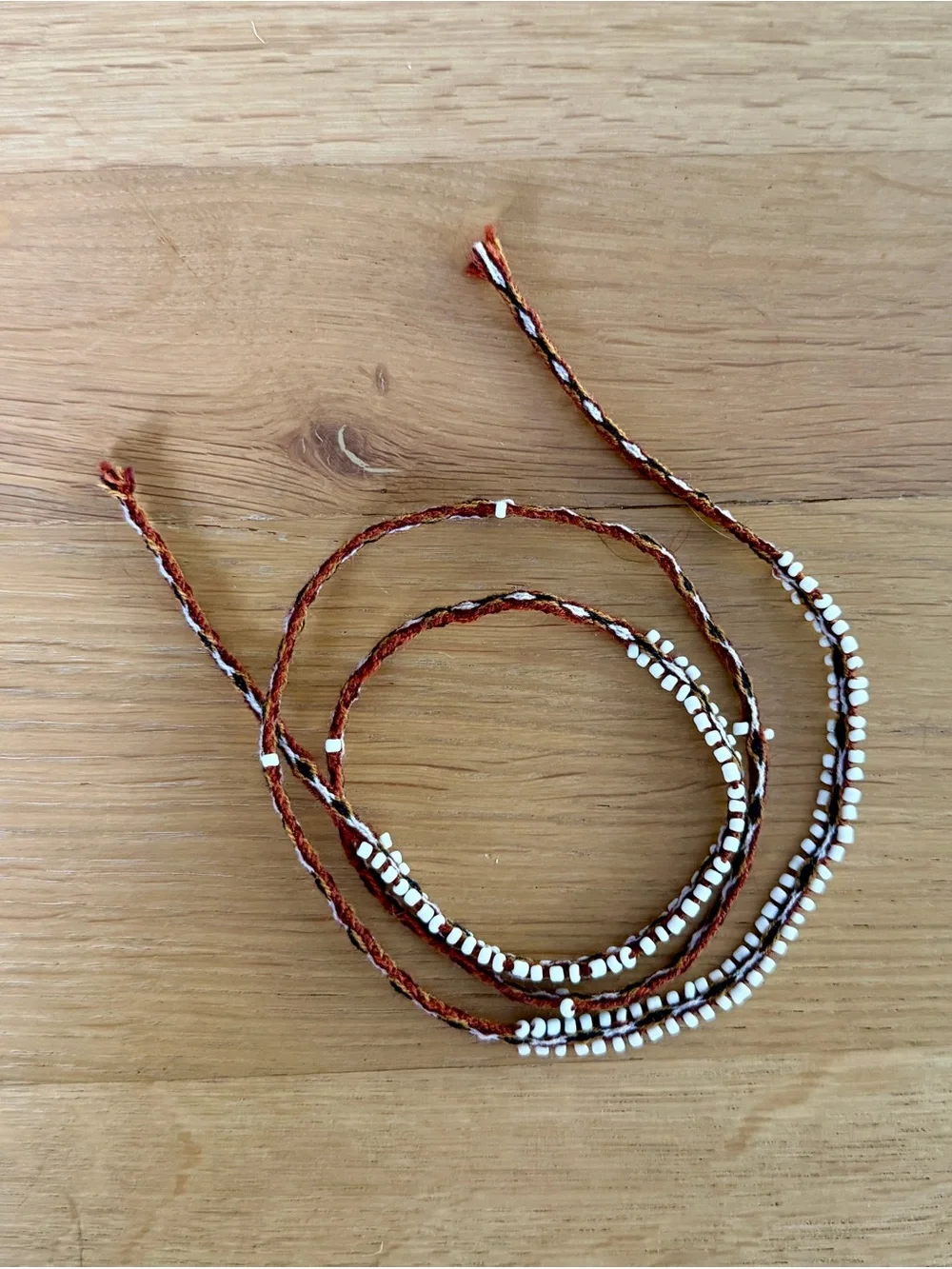 Handmade Peruvian Beaded Wrap Bracelet with White Seed Beads